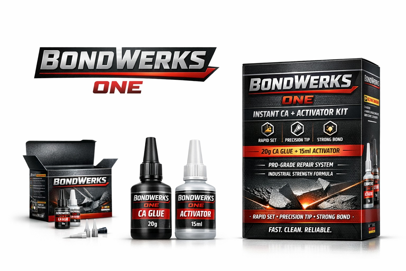 BondWerks ONE CA Glue and Activator Kit - 20g CA Glue and 15ml Activator